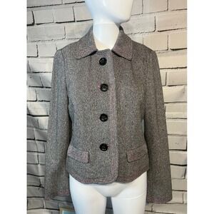 Y2K ERA Gap Women's Herringbone Blazer Jacket Black White Pink Stitching Small